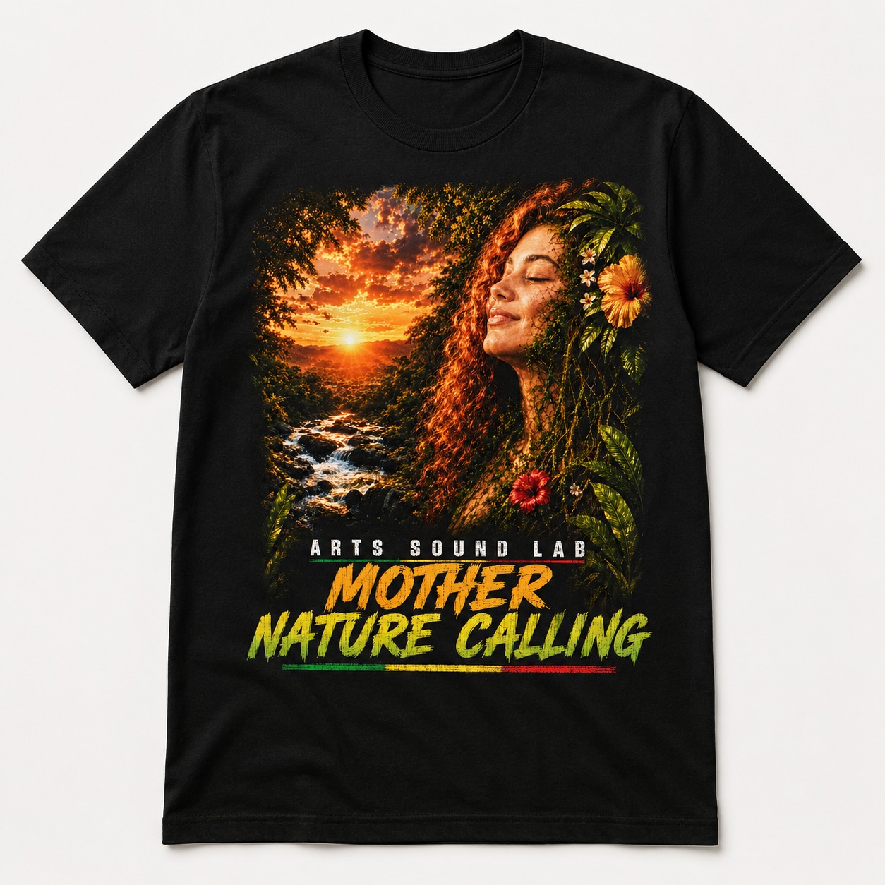 Mother Nature Calling black graphic T-shirt concept